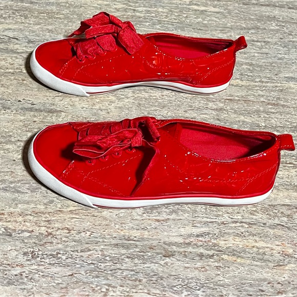Coach Suzzy Red glossy Sneakers with Soft Material and White Rubber Sole - Picture 3 of 16